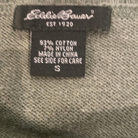 Eddie Bauer pull over sweater crewneck olive green cotton men women size small S - Picture 5 of 5